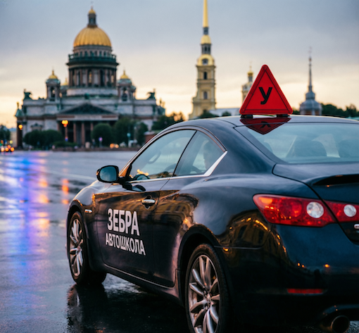 Учебный автомобиль автошколы «Зебра» в Санкт-Петербурге